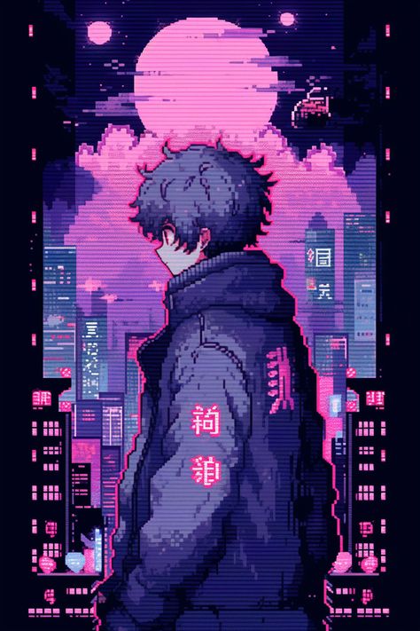 Aesthetic 90s Anime Pfp, 90s Anime Dark Aesthetic Wallpaper, Pixel Anime Characters, 90 Anime Aesthetic Wallpaper, Pixel Pfp Aesthetic, Space Anime Pfp, Anime Vaporwave Wallpaper, Pixel Aesthetic Wallpaper, 90s Anime Aesthetic Pfp