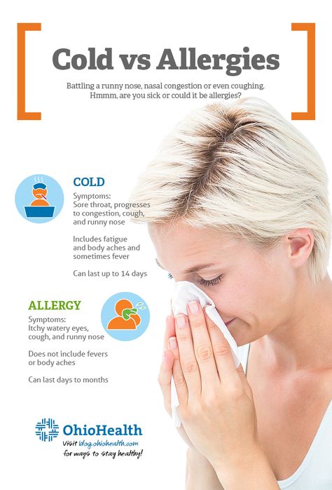 Cold vs Allergies Allergies Vs Cold, Cold Or Allergies, Ways To Stay Healthy, Cold Symptoms, Watery Eyes, Sore Eyes, Seasonal Allergies, Nasal Congestion, Allergy Symptoms