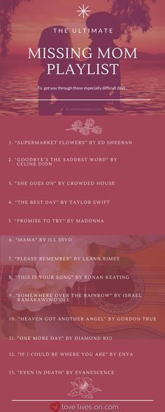 For those who struggled this weekend & are especially missing Mom this week. this missing you Mom playlist may be healing for you. Click to listen to these songs & browse our full list of 100 missing you songs. I Miss You Song | Songs About Missing Someone | Missing Someone | I Love You and I Miss You | Songs About Wanting Someone | Missing You Images | Missing Someone In Heaven | Miss You Songs | Songs About Losing Someone | Missing You Songs Playlist | #MissingYouSongs #MissingMom Miss You Songs, Songs For Mom, Songs About Missing Someone, Missing Someone In Heaven, About Missing Someone, Missing You Songs, Someone In Heaven, Mom In Heaven Quotes, Miss You Mom Quotes