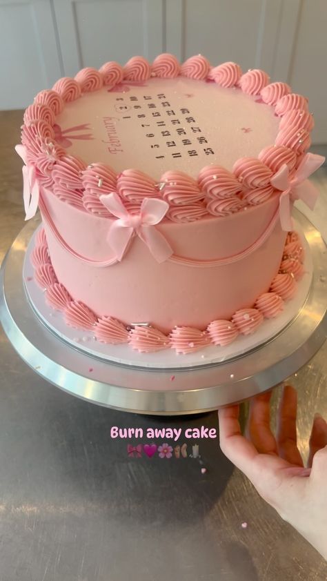 Burn away cake tutorial 🕯️🎀🌸🩷🩰 #burnawaycake #burncake #cakes #coolcake #burnawaycakes #burncaketrend #burncaketutorial | Instagram Girly Birthday Cakes, Date Cake, Heart Cakes, Custom Birthday Cakes, 21st Birthday Cake, Cake Trends, Crazy Cakes, Pretty Birthday Cakes, Cute Birthday Cakes