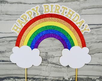 Rainbow Birthday Cake Topper, Happy Birthday Glitter, Rainbow Happy Birthday, Happy Birthday Rainbow, Rainbow Cake Topper, Smash Cake Topper, Birthday Glitter, Baby Cake Smash, Rainbow Birthday Cake