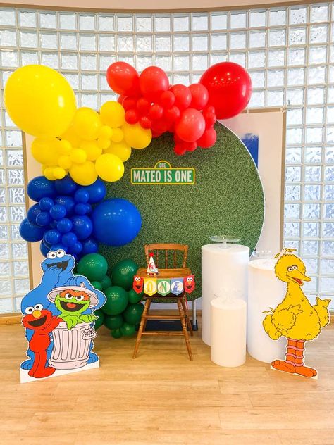 Sesame Street Birthday Party Ideas | Photo 3 of 24 | Catch My Party Seaseme Street Birthday Party, Sesame Street Birthday Party Ideas Boy, Elmo Birthday Party Boy, Sesame Street Birthday Cakes, Sesame Street Birthday Party Ideas, Elmo First Birthday, 2nd Birthday Party For Boys, Boys First Birthday Party Ideas, Elmo Birthday Party