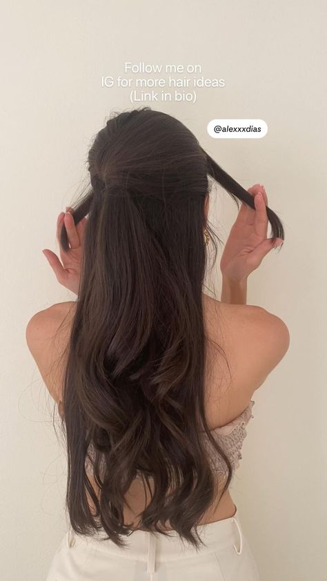 Hair Inspo Long, Long Hair Inspo, Half Pony Hairstyles, Half Updo Hairstyles, Pony Hairstyles, Wedding Hairstyles Bridesmaid, Half Up Half Down Hair Prom, Hair Half Up, Guest Hair