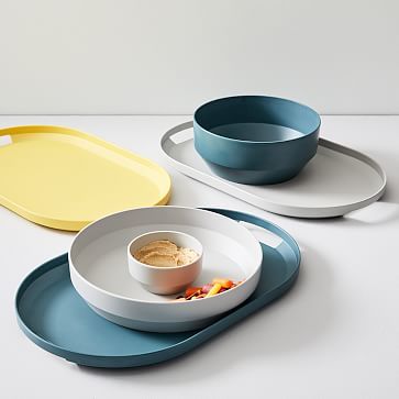 Modern Serveware, Melamine Tray, Outdoor Dinnerware, Alfredo Sauce Recipe, Melamine Dinner Plates, Melamine Dinnerware, Large Tray, Pottery Barn Teen, Key Details