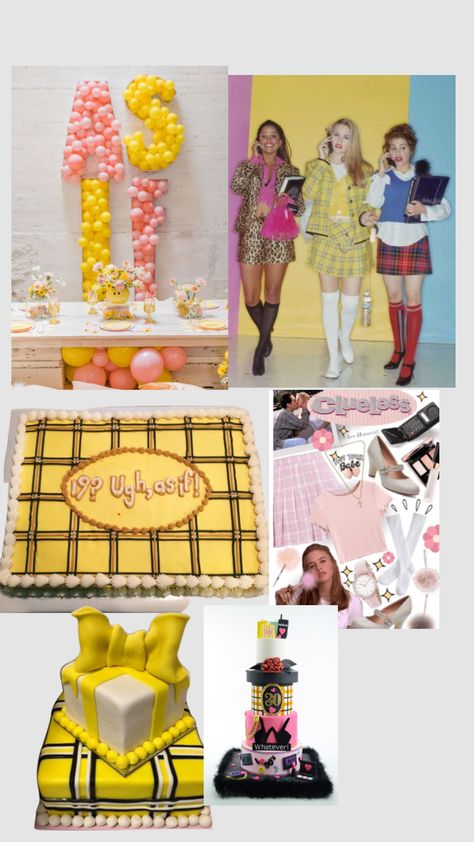 Clueless Themed Sweet 16, Clueless Party Ideas, Clueless Bday Party, Clueless Party Theme Decorations, Clueless Bachelorette Party, Clueless Birthday Cake, Clueless Birthday Party Theme, Clueless Party Theme, Clueless Cake