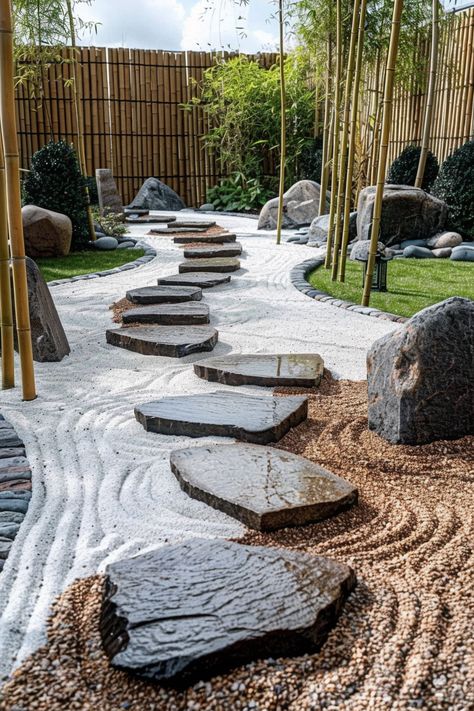 Zen Garden Plan, Jardin Zen Interior, Garden Design Inspiration, Garden Bonsai, Sacred Garden, Zen Garden Design, Japanese Style House, Small Front Yard Landscaping, Japanese Zen Garden