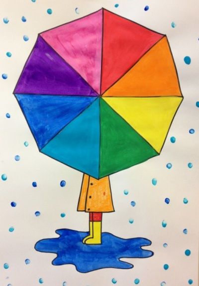 Umbrella Crafts For Kids, Umbrella Crafts, Umbrella Craft, Drawing Lessons For Kids, Umbrella Art, Wheel Art, Easy Drawings For Kids, Art Lessons For Kids, 수채화 그림