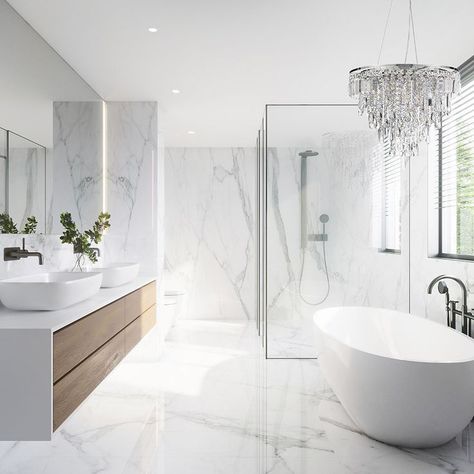 Modern Bathroom Trends, Bathroom Interior Design Luxury, Luxury Bathroom Tiles, Top Bathroom Design, White Marble Bathrooms, Modern Luxury Bathroom, Modern White Bathroom, Bathroom Inspiration Modern, Bad Inspiration