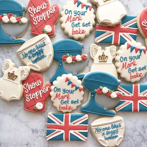 Great British Bake Off Party Decorations, Great British Bake Off Party Ideas, Great British Baking Show Birthday Party, Great British Baking Show Party, British Bake Off Party, Great British Bake Off Party, Great British Baking Show, Cookie Gram, British Baking Show