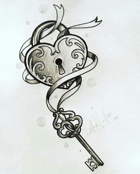 My love of art Tattoo Key, Tattoos Gothic, Key Tattoo Designs, Lock Tattoo, Locket Tattoos, Key Drawings, معرض فني, Key Tattoos, Key Tattoo