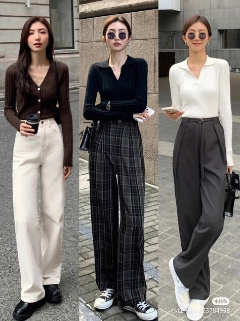 Black Cullotes Outfits Korean, Important Event Outfit, Minimal College Outfit, Decent College Outfits, Korean Slacks Outfit, Formal Outfits Korean, Korean College Fashion, Korean Campus Outfit, Campus Outfit Casual