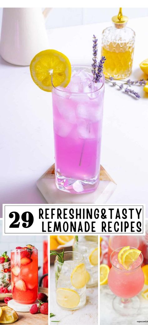 Flavored Lemonade Recipes, Refreshing Summer Drinks Nonalcoholic, Iced Tea Lemonade Recipe, Summer Lemonade Recipes, Best Homemade Lemonade, Lemonade Flavors, Fresh Strawberry Lemonade, Good Lemonade Recipe, Mint Lemonade Recipe