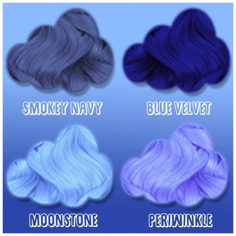 Blue Violet Hair, Natural Dark Red Hair, Lunar Tides Hair Dye, Denim Blue Hair, Dark Red Hair Color, Denim Hair, Red Hair With Highlights, Cotton Candy Hair, Dyed Hair Blue