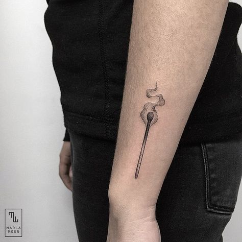 Quick one for Tania. Matchstick Tattoo, Simple Tattoo With Meaning, Match Tattoo, Beginner Tattoos, Candle Tattoo, Light Tattoo, Flame Tattoos, Fire Tattoo, E Tattoo