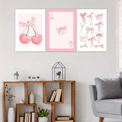 Vintage Cherry Prints Coquette Wall Art Preppy - Temu Canada Baddie House Decor, Baddie House, Apartment Themes, Barbie Room Decor, Small Bedroom Ideas For Women, Cute Things To Draw, Bedroom Ideas For Women, Room Watercolor, Austin Apartment