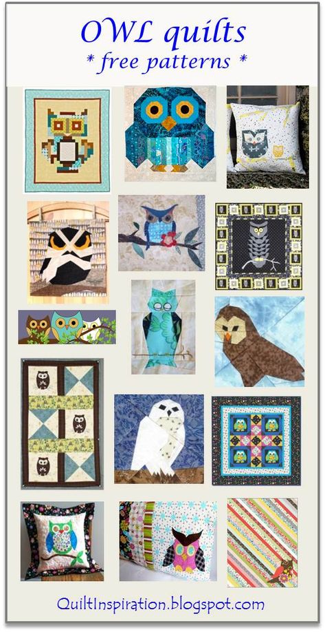 Here are some of our favorite free patterns for owls! We've found some truly adorable owl quilt designs. And who could resist a lovable owl-... Owl Quilt Pattern Free, Owl Applique Pattern Free, Owl Quilt Block, Owl Patterns Free Printables, Owl Quilt Pattern, Owl Quilts, Owl Quilt, Owl Applique, Felt Owls