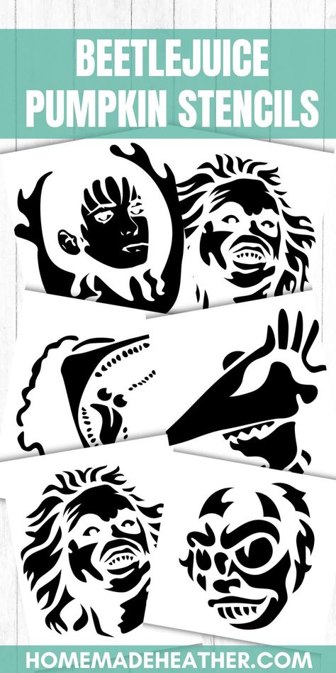 Get your free Beetlejuice pumpkin carving stencils and bring the ghost with the most to life on your doorstep! Beetle Juice Pumpkin Painting Ideas, Free Pumpkin Carving Templates, Beetlejuice Free Printables, Beetlejuice Jack O Lantern, Coraline Pumpkin Carving Stencil, Beetlejuice Pumpkin Ideas, Beetlejuice Pumpkin Stencil, Free Pumpkin Stencils Printables, Pumpkin Carving Beetlejuice