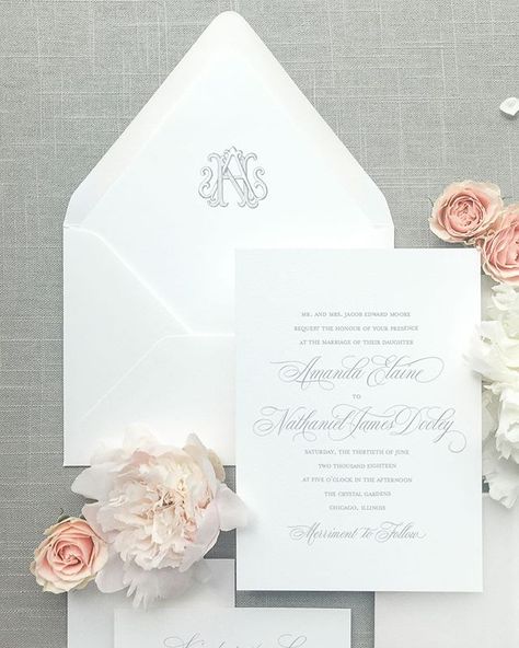 You can upgrade to a hand drawn monogram too? Use it on your invitation, envelope liners, you name it! Traditional Layout, Destination Wedding Themes, Interlocking Monogram, Wedding Envelope Liner, Wedding Monograms, Suite Ideas, Traditional Invitation, Event Invitations, Spring Wedding Invitations