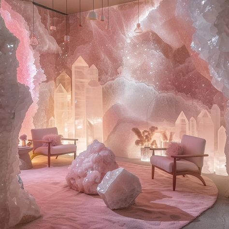 Would you live in this rose quartz room! 🥀 Comment your favorite room? 1,2,3 or 4? This is images are generated using AI #crystals #gemstone #homedecor Crystals Aesthetic Bedroom, Fantasy Bedrooms, Fancy Rooms, Crystal House, Comfy Room, Crystals Aesthetic, Crystal Room Decor, Hotel Beach, Fantasy Bedroom