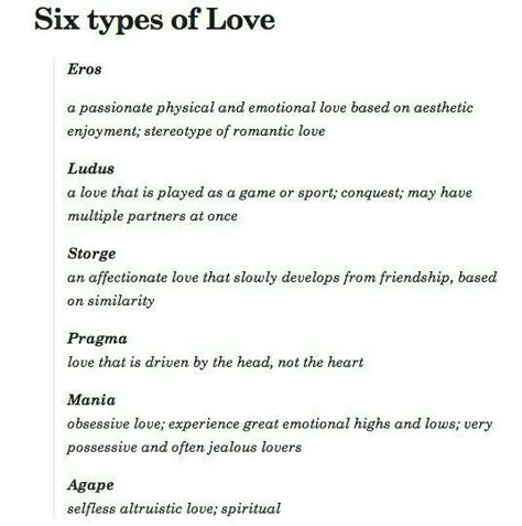 Greek Love Types, Being In Love Meaning, How To Make Your Characters Fall In Love, 6 Types Of Love, Love Interest Writing, Writting Idea Prompts Love, Love Prompts Writing, Beautiful Descriptions, Different Types Of Poems