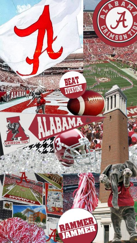 Alabama Collage Wallpaper, Alabama Crimson Tide Football Wallpaper, Alabama Wallpaper, Football Wallpaper Iphone, Roll Tide Football, Alabama College Football, Alabama State University, Alabama Football Roll Tide, Movie Collage