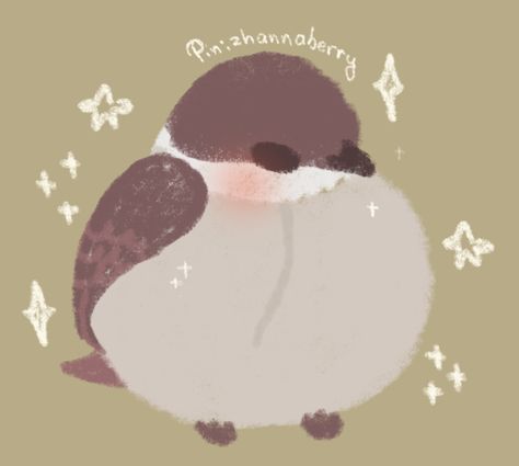 Fluffy Bird Drawing, Cute Sparrow Drawing, Bird Pfp Aesthetic, Sparrow Line Drawing, Aesthetic Bird Drawing, Sparrow Doodle, Fat Bird Drawing, Bird Simple Drawing, Cute Birds Drawing