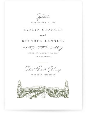 Perfect for a wine loving couple or a wedding at a vineyard, this elegant wedding invitation features a sketch of hills covered with grapes on the vine. Winery Invitations, Vineyard Invitations, Wine Wedding Invitations, Winery Wedding Invitations, Wedding Invitations Champagne, Vineyard Wedding Invitations, Garden Party Invitations, Elegant Wedding Invitation, Champagne Wedding