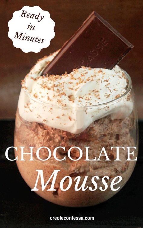 Chocolate Mousse-Creole Contessa Charcuterie Individual, Mousse Recipes Easy, Candy Charcuterie, Individual Appetizers, Easy Chocolate Mousse, Chocolate Mousse Recipe, Mousse Dessert, Jar Ideas, Mousse Recipes