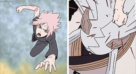 Sakura punching Kaguya Sakura Punch, Kaguya Manga, Sakura Haruno, Naruto, Bleach, Drawings, The Originals, Anime, Quick Saves