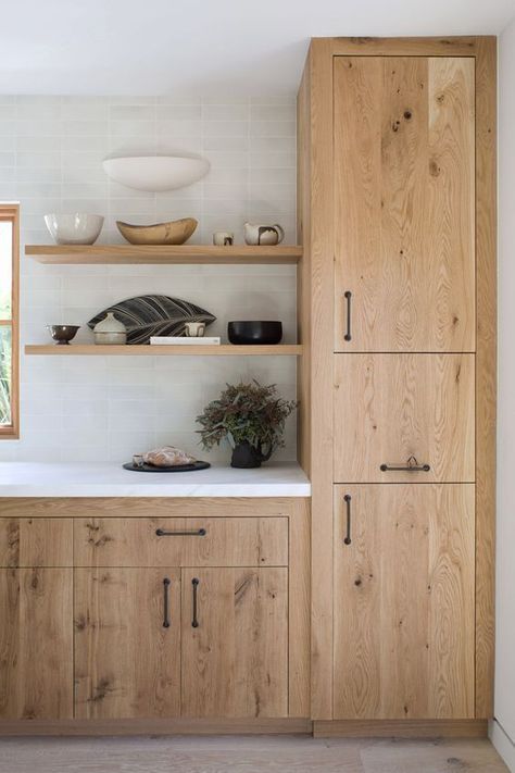 There are many wood species to choose from when it comes to cabinets - oak, maple, birch, walnut, hickory, and more! So how do you choose? Visit our blog to learn more about wood cabinets and how to find the best kind for your home..................... #KitchenCabinets | Colors | Kitchen | Types | Stain | Paint | Design | Modern | Rustic | Farmhouse | Wooden | Minimal | Vintage | Old | White | DIY | Natural | Raw | Light | Dark | Types of | Medium | Stained | Grey | Cherry | Lily Ann Blogs Kitchen Cupboards Design, Cupboards Design, Modern Wooden Kitchen, Natural Wood Kitchen, Interior Boho, Kitchen Cupboard Designs, Comfortable Kitchen, Marble Kitchen, Wood Kitchen Cabinets