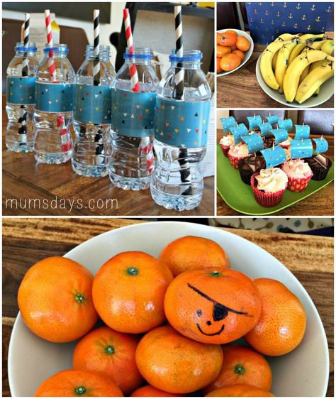 Pirate Themed Food, Pirate Party Food, Pirate Decorations, Pirate Food, Kids Pirate Party, Pirate Party Decorations, Mermaid Pirate Party, Pirate Themed Birthday Party, Walk The Plank