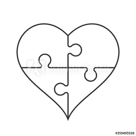 Heart Puzzle Drawing, Jigsaw Tattoo, Unity Drawing, Heart Puzzle Piece, Puzzle Piece Art, Puzzle Piece Crafts, Puzzle Drawing, Puzzle Piece Tattoo, Puzzle Logo