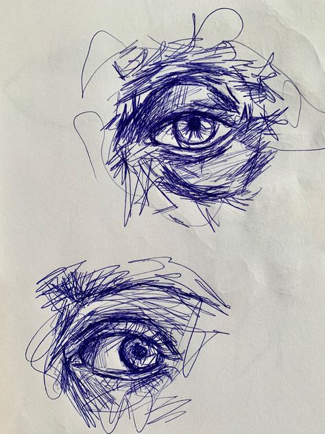 Ballpoint Pen Eye Drawing, Pen Scetches Notebook, Drawing With Ballpoint Pen, Scribble Pen Art, Quick Pen Sketches, Ballpoint Pen Drawing Sketches, Drawing Pen Sketches, Eye Pen Drawing, Sketch Ballpen