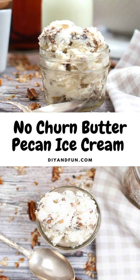 Buttercream Ice Cream, Churn Butter, Butter Pecan Ice Cream, Pecan Ice Cream, Frozen Dessert Recipe, Ice Cream Machine, Butter Pecan, An Ice Cream, Ice Cream Party