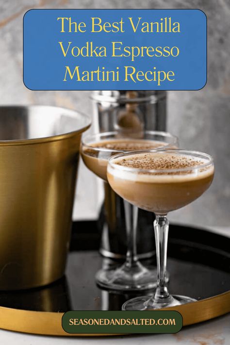 Coffee lovers will obsess over my vanilla vodka espresso martini. My vanilla espresso martini is a better way to enjoy your favorite caffeinated martini with a delicious hint of vanilla. Vanilla Martini Recipe, Expresso Martinis Recipe, Expresso Martinis Easy, Espresso Martini Gift Basket Ideas, Creamy Espresso Martini Recipe, Esspreso Martini Recipe, Coffee Martini, Vanilla Espresso Martini, Expresso Martinis