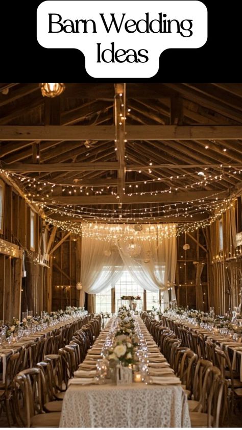 One of the most popular wedding venues and themes is that of a barn wedding. A barn wedding is the perfect mix of something classy and country. It is also an easy way to work with a natural or rustic theme, as most barn weddings are a mix of indoors and outdoors. If you’re considering this rustic theme, look no further for some barn wedding ideas. From inspiration for lighting, centerpieces, and all the food your guests can eat, the barn wedding aesthetic has a lot of interesting and beautiful r Fancy Country Wedding, Diy Barn Wedding Ideas, Country Wedding Aesthetic, Barn Wedding Aesthetic, Lighting Centerpieces, Classy Barn Wedding, Party Barn Ideas, Chicken Wedding, Natural Wedding Theme