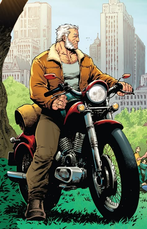 Old Man Logan Art, Old Man Logan Comic, Wolverine Motorcycle, Wolverine Old Man Logan, Nail Bat, Wolverine Comic Art, Old Logan, Old Man Logan, James Howlett