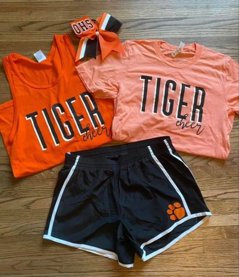 Cheerleading Team Shirts Design, Pep Squad Shirts, Cheer Team Practice Wear, High School Cheer Tshirts Design, Cheer Team Apparel, Cheer Spirit Wear Shirt Ideas, Cheer Team Shirts Ideas, Cheer Practice Wear Ideas, Dance Team Spirit Wear