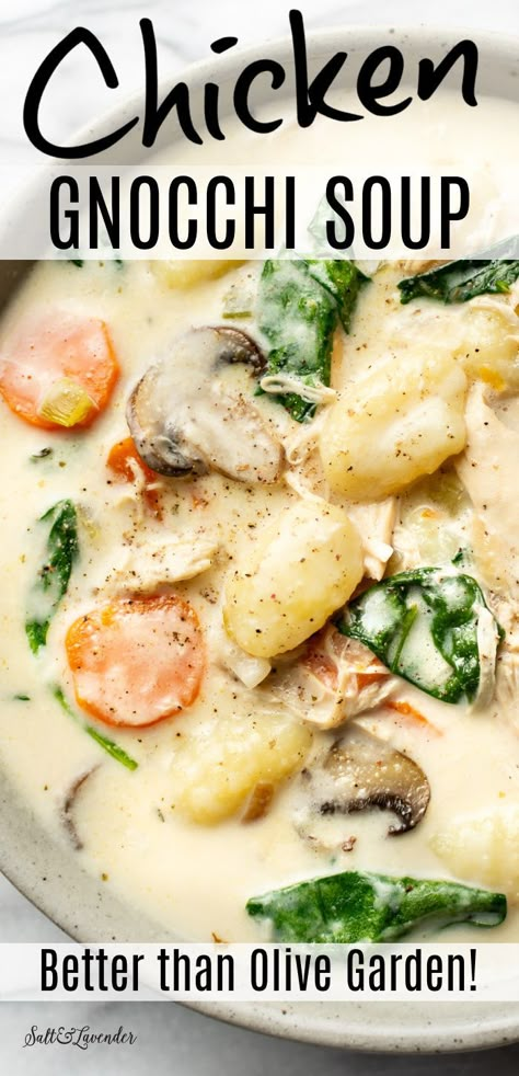 Rotisserie Chicken Gnocchi, Easy Chicken Gnocchi Soup, Easy Chicken Gnocchi, Creamy Chicken Gnocchi Soup, Creamy Chicken Gnocchi, Dutch Oven Soup, Easy Creamy Chicken, Chicken Gnocchi Soup Recipe, Gnocchi Recipes Soup