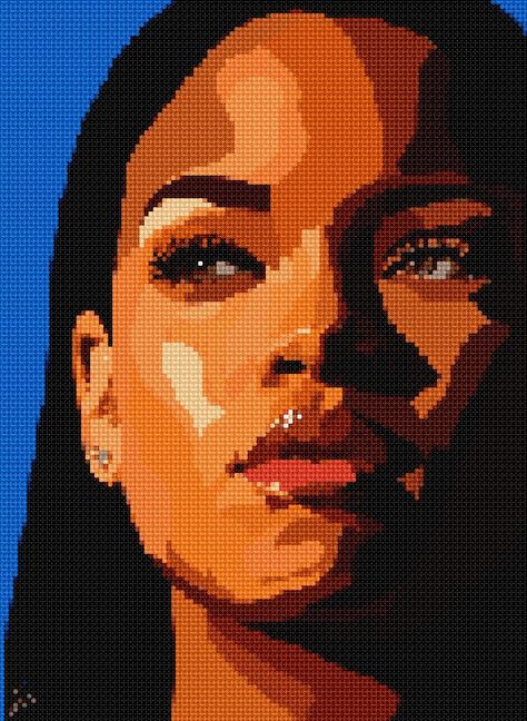 Celebrity Pixel Art, Pixel Art Face, Pixel Art Portrait, Perler Portrait, Grid Pattern Portrait, Pop Art Cross Stitch Pattern, Cross Stitch Monalisa, Celebrity Portraits Drawing Grid, Portrait Cross Stitch