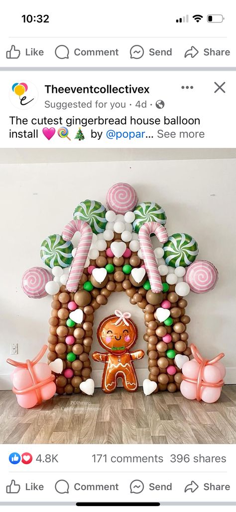 Two Sweet Christmas Birthday, Ginger Bread Birthday Party Theme, Two Sweet Gingerbread Birthday, Gingerbread Bash, Gingerbread Balloon Decor, Girls Gingerbread Decorating Party, Gingerbread Birthday Party, Gingerbread House Parties, Gingerbread Party