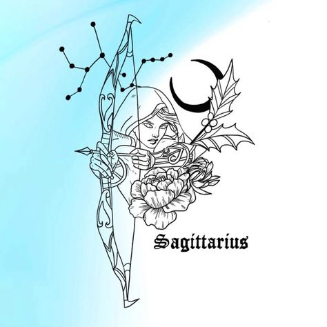 Sagittarius Tattoos, Archer Tattoo, Sagittarius Tattoo Designs, Sagittarius Symbol, Female Warrior Tattoo, Sagittarius Art, Girl Neck Tattoos, Sagittarius Tattoo, Mommy Tattoos