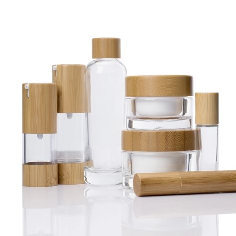 Natural Cosmetics Packaging, Bamboo Bottle, Cosmetic Packaging Design, Skin Care Packaging, Skincare Packaging, Cosmetic Bottles, It Cosmetics, Skin Care Cream, Beauty Packaging