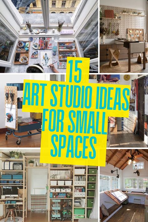 Got a tiny space but big artistic dreams? These 15 space-saving art studio ideas are perfect for small spaces! From compact desks to vertical storage solutions, these tips will help you create a functional and inspiring art corner on a budget. Organize your supplies, maximize your workspace, and bring your creative visions to life, even in the coziest rooms. Check out the full list and start designing your dream studio today! Storage For Art Studio, Workroom Ideas Small Spaces, Artist Desk Workspaces Art Spaces, Art Studio On A Budget, Bonus Room Art Studio, Multi Use Space Design, Art Area For Adults, Art Supplies Storage Small Spaces, Art Studio Essentials