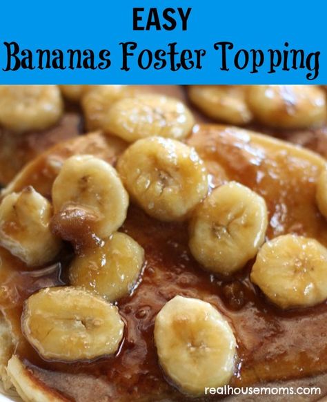 EASY Bananas Foster Topping is perfect for weekend pancakes! Banana Foster Pancakes, Banana Foster Recipe, Banana Foster, Savory Cakes, Pancake Toppings, Pancake Recipe Easy, Breakfast And Brunch, Bananas Foster, Super Yummy