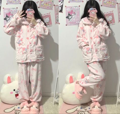 Sleepycore Outfits, Japanese Pjs, Kawaii Pjs, Sanrio Clothes, Kawaii Pajamas, Cute Pjs, Aesthetic Fits, Cute Pajamas, Fashionista Clothes