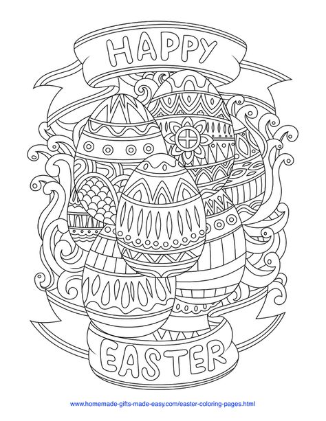 Easter Coloring Pages | Happy Easter banner with intricate decorated eggs Easter Coloring Pictures, Easter Coloring Pages Printable, Free Easter Coloring Pages, Easter Coloring Sheets, Easter Background, Easter Egg Coloring Pages, Easter Coloring Book, Adult Easter, Easter Backgrounds