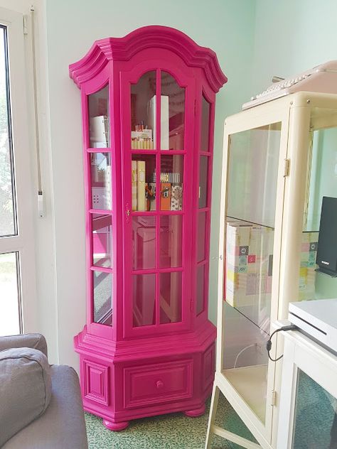 Pink Cabinet, Pink Cabinets, Paige Taylor, Wooden Things, Pink Furniture, Funky Painted Furniture Diy, Cute Furniture, Good Intentions, Diy Furniture Renovation