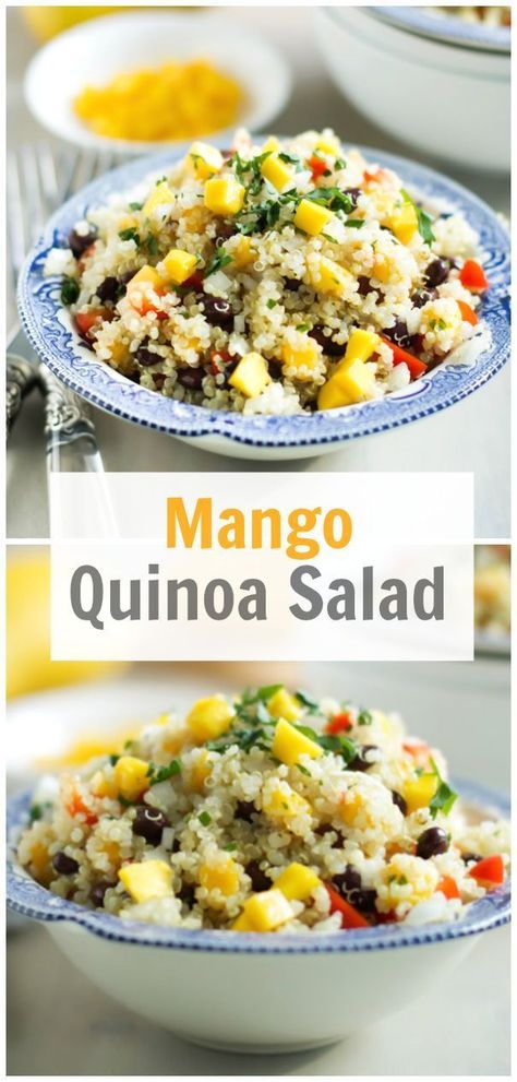 Mango Quinoa Salad Recipe - This vibrant spring mango quinoa salad is filled with colours and textures. It is an easy healthy dish that it is  equally delicious served warm or chilled. primaverakitchen.com Mango Quinoa Salad, Mango Quinoa, Quinoa Salad Recipe, Avocado Quinoa, Mango Avocado, Quinoa Salad Recipes, Mango Recipes, Mango Salad, Quinoa Recipes