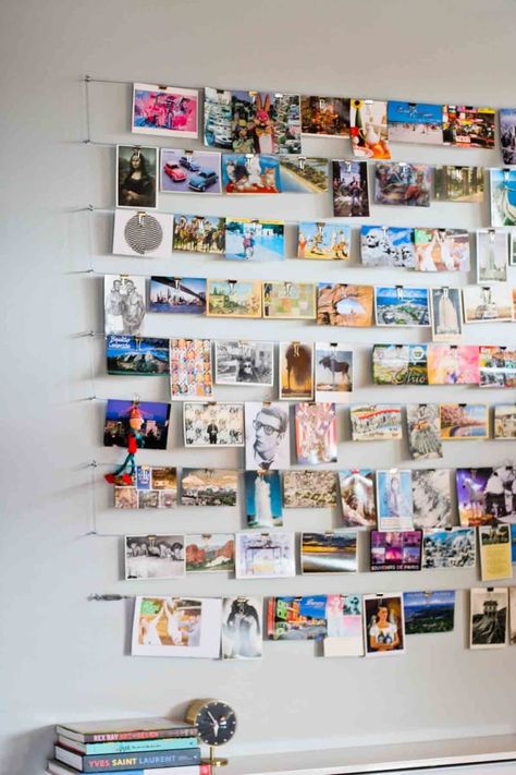 Post Image Wall Collage Ideas, Postcard Display, Postcard Wall, Collage Mural, Decor Ikea, Collage Ideas, New Wall, Apartment Living, Photo Displays